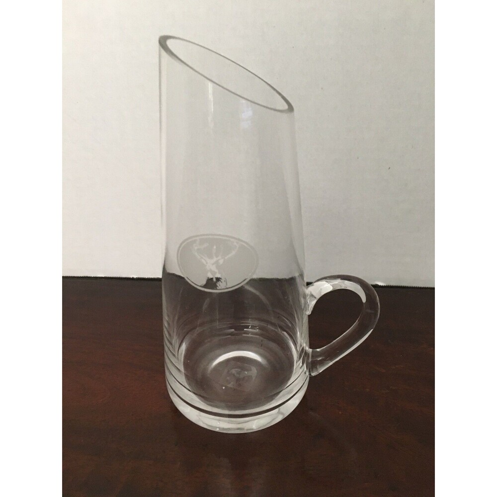 Vintage Decorative Kitchen Glass Pitcher Coffee Creamer With Deer Head   7"H